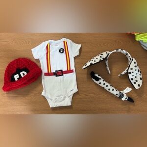 Firefighter Baby Costume Set 3-6 months and Dalmatian Ears/Tail